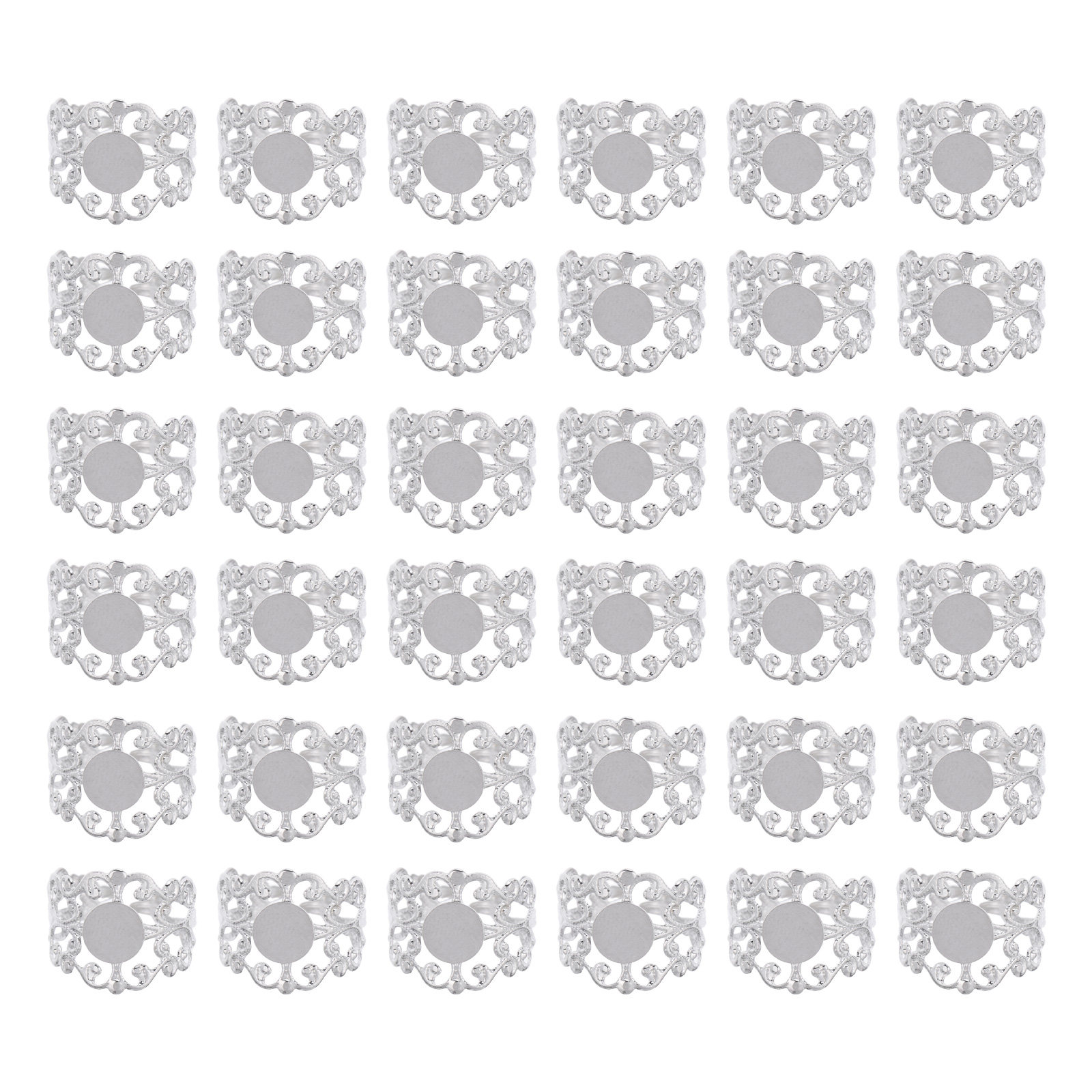 Ring Blank Adjustable - 50 Pezzi di Anelli Ovali Regolabili